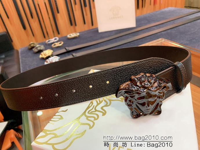 VERSACE範思哲 外貿原單貨 原廠豬皮紋頭層牛皮 男士皮帶 高端人士首選  xfp1324